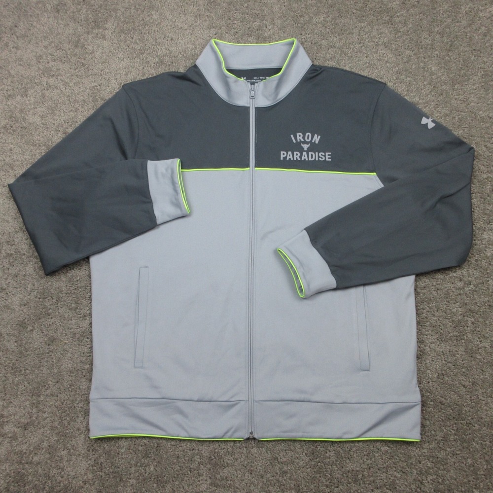 Under Armour Jacket Mens XXL 2XL Gray Project Rock Iron Paradise Track Warmup